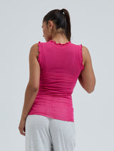 Seamless Basic Flounce | Cotton Tank Top Berry Pink