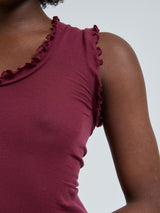 Seamless Basic Flounce | Cotton Tank Top Burgundy