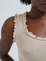Seamless Basic Flounce | Cotton Tank Top Dark sand