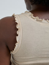 Seamless Basic Flounce | Cotton Tank Top Dark sand