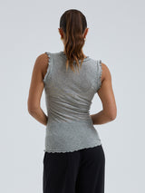 Seamless Basic Flounce | Cotton Tank Top Grey Melange