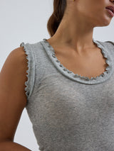Seamless Basic Flounce | Cotton Tank Top Grey Melange