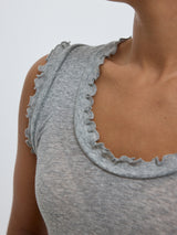 Seamless Basic Flounce | Cotton Tank Top Grey Melange