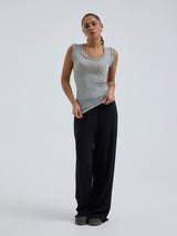 Seamless Basic Flounce | Cotton Tank Top Grey Melange