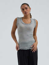 Seamless Basic Flounce | Cotton Tank Top Grey Melange
