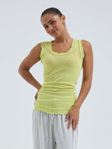 Seamless Basic Flounce | Cotton Tank Top Neon Yellow