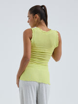 Seamless Basic Flounce | Cotton Tank Top Neon Yellow