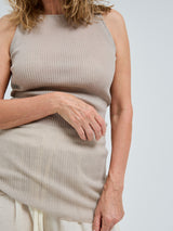 Seamless Basic Fresco | Merino wool Strap Top Beige