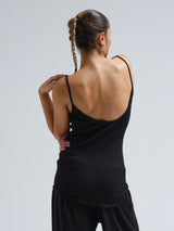 Seamless Basic Fresco | Merino wool Strap Top Black