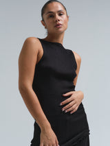 Seamless Basic Fresco | Merino wool Strap Top Black