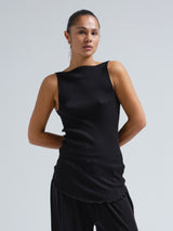 Seamless Basic Fresco | Merino wool Strap Top Black