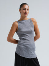 Seamless Basic Fresco | Merino wool Strap Top Grey Melange