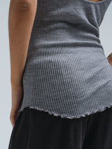 Seamless Basic Fresco | Merino wool Strap Top Grey Melange