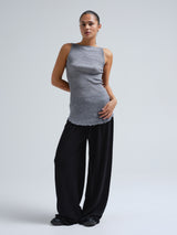 Seamless Basic Fresco | Merino wool Strap Top Grey Melange
