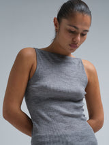 Seamless Basic Fresco | Merino wool Strap Top Grey Melange