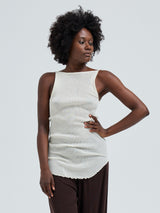 Seamless Basic Fresco | Merino wool Strap Top Off-White