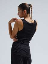Seamless Basic Woolen Isa | Merino wool Tank Top Black