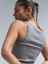 Seamless Basic Woolen Isa | Merino wool Tank Top Grey Melange