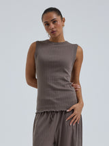 Seamless Basic Jacquard Crush | Cotton Tank Top Fungi