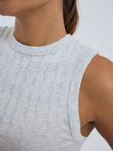 Seamless Basic Jacquard Crush | Cotton Tank Top Lt grey melange