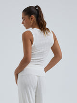 Seamless Basic Jacquard Crush | Cotton Tank Top Off-White