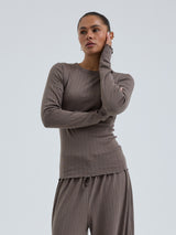 Seamless Basic Jacquard Fiore | Cotton L/S T-Shirt Fungi