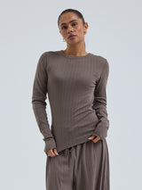 Seamless Basic Jacquard Fiore | Cotton L/S T-Shirt Fungi