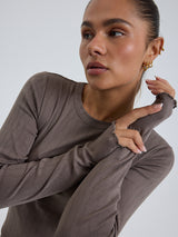 Seamless Basic Jacquard Fiore | Cotton L/S T-Shirt Fungi