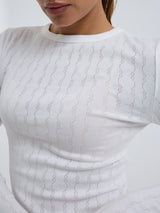 Seamless Basic Jacquard Fiore | Cotton L/S T-Shirt Off-White