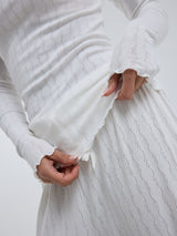 Seamless Basic Jacquard Fiore | Cotton L/S T-Shirt Off-White