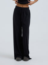 Seamless Basic Jacquard Pants | Cotton Pants Black