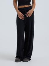Seamless Basic Jacquard Pants | Cotton Pants Black