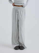Seamless Basic Jacquard Pants | Cotton Pants Lt grey melange