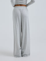 Seamless Basic Jacquard Pants | Cotton Pants Lt grey melange