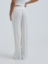 Seamless Basic Jacquard Pants | Cotton Pants Off-White