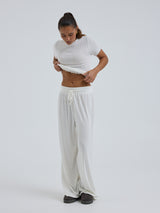 Seamless Basic Jacquard Pants | Cotton Pants Off-White