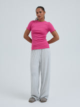 Seamless Basic Jacquard Short Sleeve | Cotton S/S T-Shirt Berry Pink