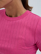 Seamless Basic Jacquard Short Sleeve | Cotton S/S T-Shirt Berry Pink