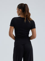 Seamless Basic Jacquard Short Sleeve | Cotton S/S T-Shirt Black