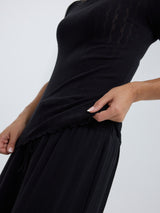 Seamless Basic Jacquard Short Sleeve | Cotton S/S T-Shirt Black