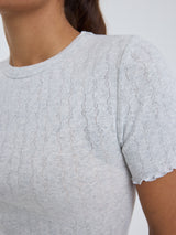 Seamless Basic Jacquard Short Sleeve | Cotton S/S T-Shirt Lt grey melange