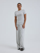 Seamless Basic Jacquard Short Sleeve | Cotton S/S T-Shirt Lt grey melange