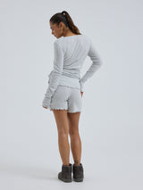 Seamless Basic Jacquard Shorts | Cotton Shorts Lt grey melange