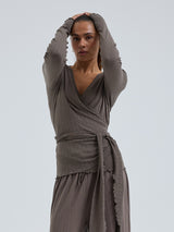 Seamless Basic Jacquard Wrap | Cotton Cardigan Fungi