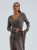 Seamless Basic Jacquard Wrap | Cotton Cardigan Fungi