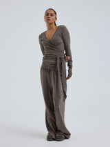 Seamless Basic Jacquard Wrap | Cotton Cardigan Fungi