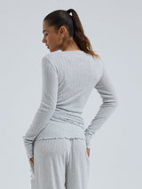 Seamless Basic Jacquard Wrap | Cotton Cardigan Lt grey melange