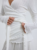 Seamless Basic Jacquard Wrap | Cotton Cardigan Off-White