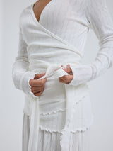 Seamless Basic Jacquard Wrap | Cotton Cardigan Off-White