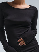 Seamless Basic Woolen Jade | Merino wool L/S T-Shirt Black